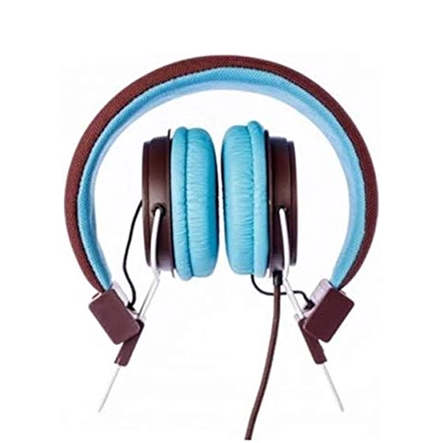 AUDIFONOS GRIXX RETRO MICROFONO CAFÉ/AZUL - Artículos Promocionales MAS RECIO