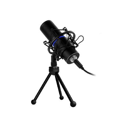 MICRÓFONO GAME FACTOR MCG700 PROFESIONAL LED AJUSTE VOLUMEN STAND ANTI POP USB COLOR NEGRO - Artículos Promocionales MAS RECIO