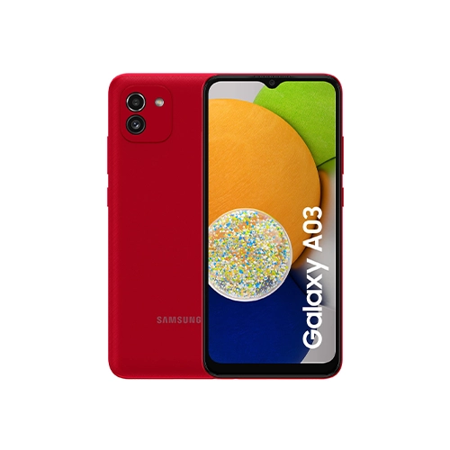 SMARTPHONE SAMSUNG GALAXY A03 6.5" 128GB/4GB CÁMARA 48MP+2MP/5MP OCTACORE ANDROID 11 COLOR ROJO - Artículos Promocionales MAS RECIO